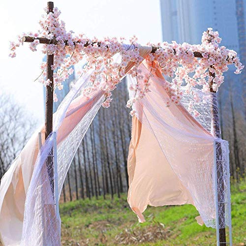 JUN-H Simulación Flor de Cerezo Guirnalda Planta Artificial Colgante Vid Flor Guirnalda Fiesta de la Boda Fiesta Familiar Guirnalda Cerca Decoración 2 Piezas 180cm (Polvo Blanco)
