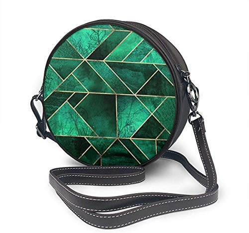 Just Relax Shop Abstract Nature - Bolso bandolera redondo de piel sintética de color verde esmeralda para mujeres y niñas, color, talla Talla única