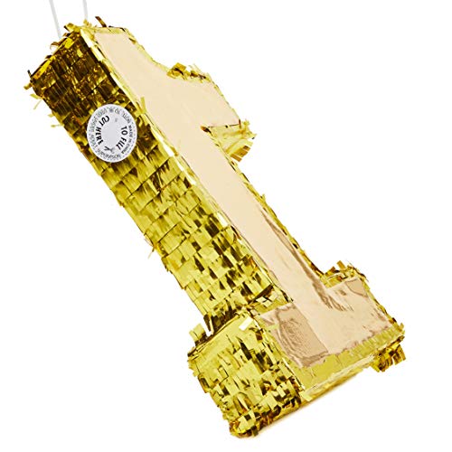 Juvale - Piña grande número 1 de lámina dorada, suministros para fiestas de primer cumpleaños, 40 x 25 x 7 cm