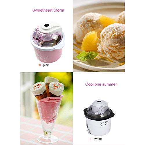 JUZEN Mini máquina de Helados eléctrica 1.5L Hogar Automático DIY Suave Fruta Congelada Postre Helado Hacedor Milkshake Congelador, Rosa