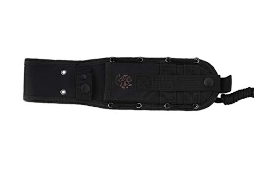 J&V Adventure Knives JV Cuchillo CHACAL MAKRO MICARTA Negra Funda Cordura para Caza, Pesca, Supervivencia y Bushcraft Realizado en Albacete + Portabotellas de regalo