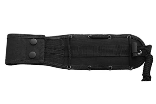 J&V Adventure Knives JV Cuchillo CHACAL MAKRO MICARTA Negra Funda Cordura para Caza, Pesca, Supervivencia y Bushcraft Realizado en Albacete + Portabotellas de regalo