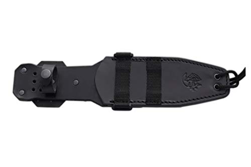 J&V Adventure Knives JV Cuchillo CHACAL MAKRO MICARTA Negra Funda Piel para Caza, Pesca, Supervivencia y Bushcraft Realizado en Albacete + Portabotellas de regalo