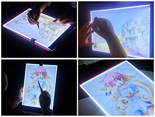 JZK Mesa de luz dibujo A4 brillo ajustable con cable USB caja de luz dibujo para pintar dibujar artesanía bocetos pintura diamante artcraft tattoo acolchado