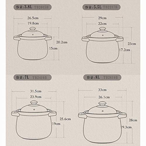 KaiKai Esmaltado de cerámica del Horno holandés cazuela Salud Sopa de Olla hogar Olla Alta Temperatura del Fuego del pote de la cazuela (Tamaño: L) (Size : S)