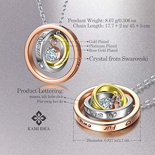Kami Idea Regalos dia de la Madre Collares Mujer Joven Tous Mujer Joyeria Swarovski Cristal Oro Rosa Anillos Colgante Regalos para Mujer Mama Regalos de Aniversario Regalo Cumpleaños Mujer
