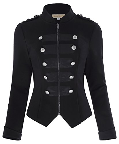 Kate Kasin Chaqueta para Mujer Negra Chaqueta Color Liso Cuello Mao Chaqueta De Moda XL