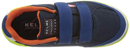 Kelme Precision Kids V, Zapatillas de fútbol Sala para Niños, Azul (Marino Y Lima 65), 31 EU