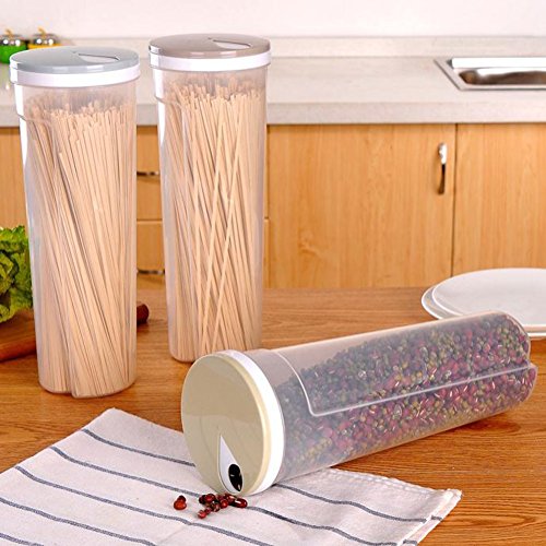 Kentop Espaguetis Box , Cocina Alimentos Caja Transparente Cilindro plástico multifunción Almacenamiento Depósito para Espaguetis Cereales Copos de Cereales Avena Nueces Granos