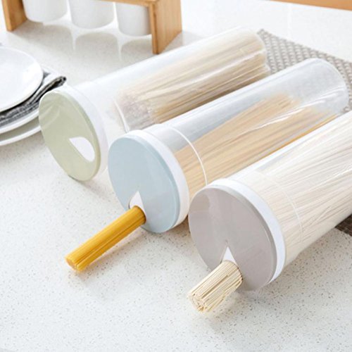 Kentop Espaguetis Box , Cocina Alimentos Caja Transparente Cilindro plástico multifunción Almacenamiento Depósito para Espaguetis Cereales Copos de Cereales Avena Nueces Granos