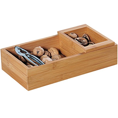 Kesper 62830 Nuss – Cuenco Cuadrado (con Cascanueces, Madera, marrón, 32 x 16.5 x 3 cm
