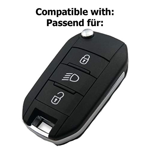Key Soft Case Cover Estuche Protector Llave del Coche Peugeot 208 308 5008 2008 Expert Citroen C3 C4 Spacetourer Llave Plegable/Color: Blanco