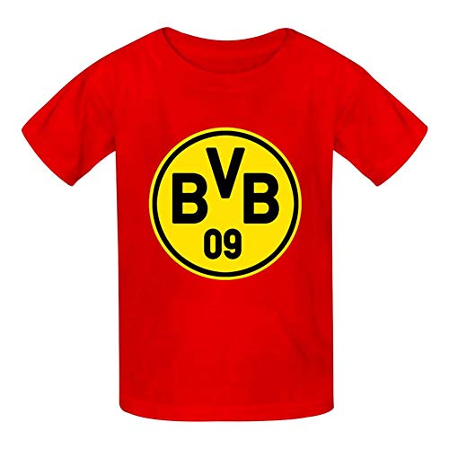 KIDSWELL Playera clásica para niños y niñas con el Logotipo de Borussia Dortmund FC (Negro/Blanco/Rojo/Gris) Rojo Rosso XL