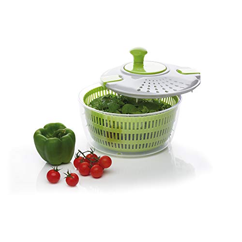 KitchenCraft Healthy Eating - Ensaladera de plástico grande sin BPA, 24,5 cm, color verde y blanco