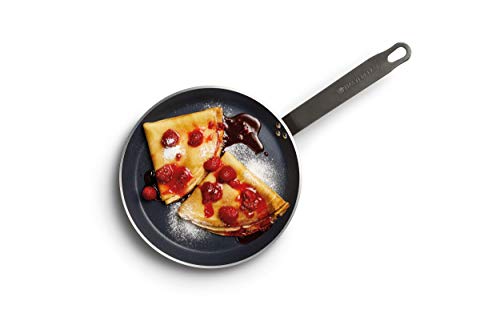 KitchenCraft MasterClass Sartén para Crepes Profesional Antiadherente de 25 cm, Acero/Aluminio, Negra/Plateada