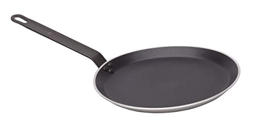 KitchenCraft MasterClass Sartén para Crepes Profesional Antiadherente de 25 cm, Acero/Aluminio, Negra/Plateada