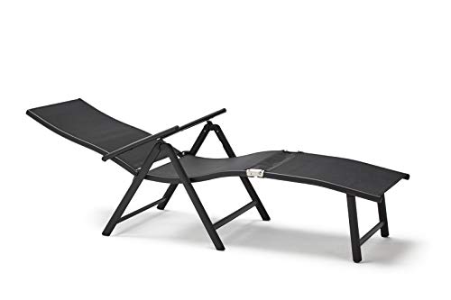 KitGarden - Tumbona Plegable Multiposiciones Jardín, 175x60x94cm, Negro, Lax