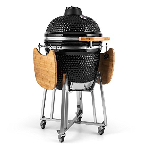 KLARSTEIN Kingsize Kamado Barbacoa cerámica (21", Paredes de 2 cm de Grosor, termómetro, 1.600 cm² de Superficie de cocción, Parrillas de Acero, Funda Protectora de Nailon)
