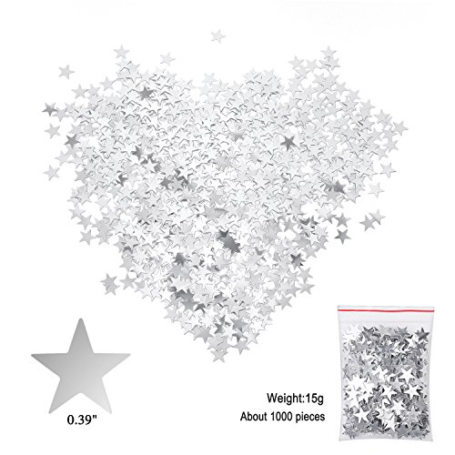 Konsait Guirnaldas Set 30pcs Plata Colgar Remolino decoración de Techo Colgantes Serpentinas emerillones Espiral & Confeti con Forma de Estrella (15g) para Boda, Cumpleaños Decoración de Fiesta