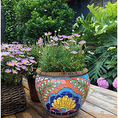 Kotee Al aire libre grande Tiesto plantador de cerámica, for mosaicos Bonsai Pot Tiesto España Ronda Maceta clásica del paisaje Jarrón Recipiente Macetas for Villa del pasillo del pasillo colorido del