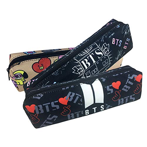 KPOP BTS Cartoon Pencil Case lindo impresión papelería bolsa de oficina suministros (H02)