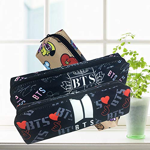 KPOP BTS Cartoon Pencil Case lindo impresión papelería bolsa de oficina suministros (H02)