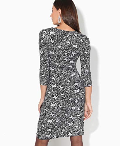 KRISP Vestido Mujer Ajustado Fiesta Invitada Boda Outlet Corto Colores Tallas Grandes Noche Elegante Cóctel, (Negro/Blanco (4273), 44 EU (16 UK)), 4273-BLKWHT-16