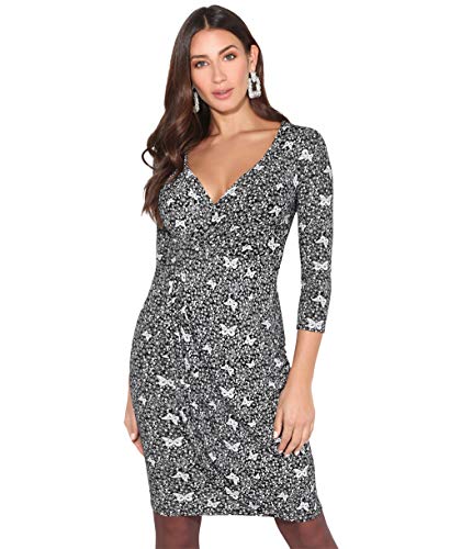 KRISP Vestido Mujer Ajustado Fiesta Invitada Boda Outlet Corto Colores Tallas Grandes Noche Elegante Cóctel, (Negro/Blanco (4273), 44 EU (16 UK)), 4273-BLKWHT-16