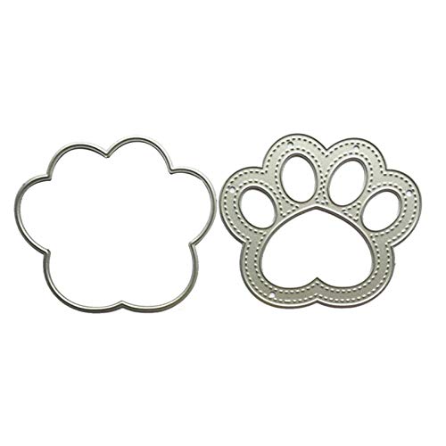 Ksruee Plantillas de Corte de Huella de Perro y Gato - Plantilla de Metal Repujado para Bricolaje, Álbum, Tarjetas Decorativas y Más