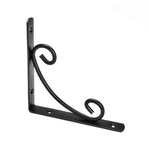 KUNSE 5.9 Inchs Vintage De Hierro Fundido Pared Estante Soporte Estante Negro Antiguo Rizo Patrón Home Bricolaje