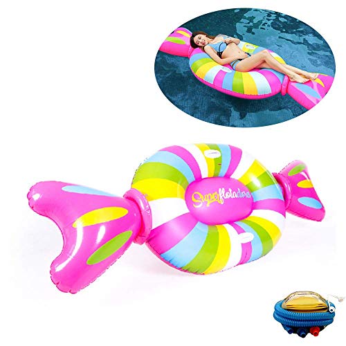 Kyman Protección del Medio Ambiente Flotante Inflable Fila Nuevo Caramelo Grande Flotante Fila Agua Inflable Cama de Hijos Adultos