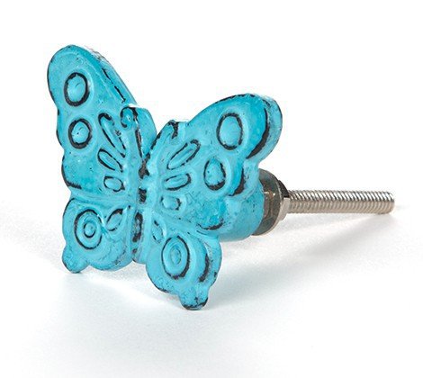 LA Pomo para Muebles Hierro Mariposa Azul (Tirador para Muebles rústico Shabby Chic Retro romantisch)