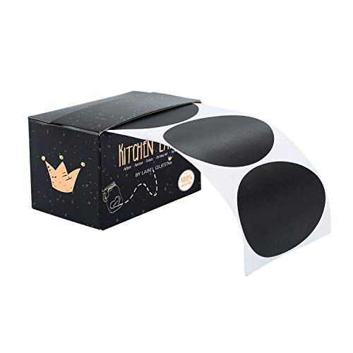 Label Queen 100 Pizarra Pegatina en color negro mate, etiquetas, vinilo adhesivo, pizarra en caja dispensadora de adhesivos decorativos para tarros de mermelada, negro, 4cm x 6cm