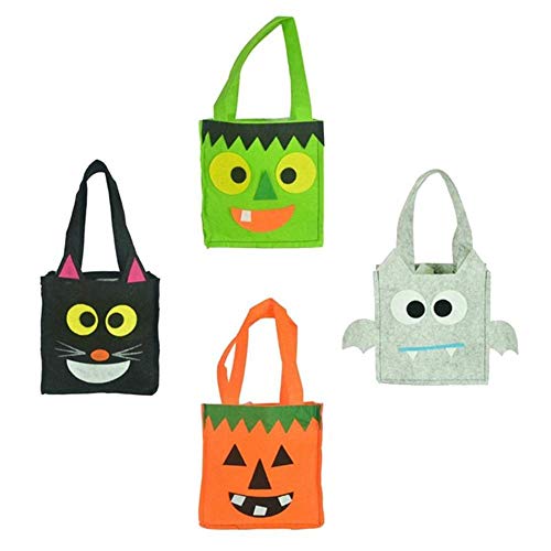 LALLing 4Pcs Bolso de Halloween Bolsa de Dulces de Dibujos Animados Bolsa de Tela no Tejida Bolsas de Truco o Trato para Fiesta de Halloween Fiesta Niños