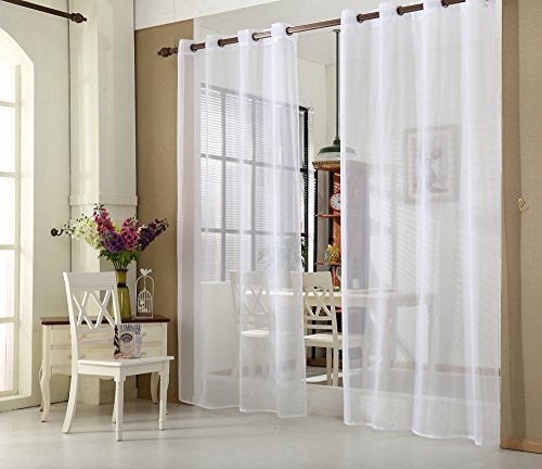 Laneetal Cortinas Inferior Transparente Moderno（2 Piezas） Evitar Rayos UV para Sala Cuarto Comedor Salon Cocina Habitación 140x175cm Color Blanco