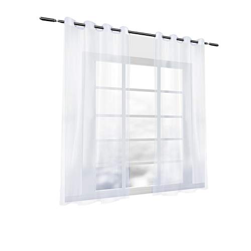 Laneetal Cortinas Inferior Transparente Moderno（2 Piezas） Evitar Rayos UV para Sala Cuarto Comedor Salon Cocina Habitación 140x175cm Color Blanco