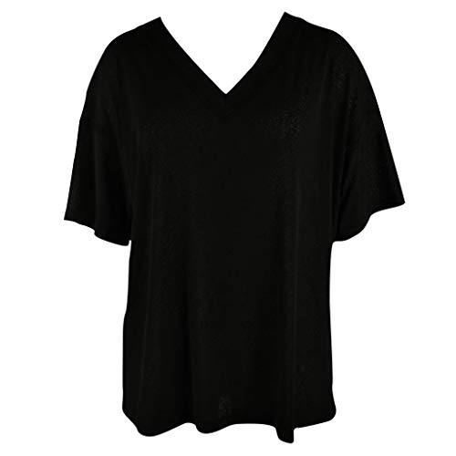 Las Mujeres Sueltan la Camisa de Manga Corta Ocasional del Color Puro del Cuello en v Camisa de Verano Camisetas Camisetas Mujer Blusas Tallas Grandes EN Ofertas Blusas de Mujer Elegantes
