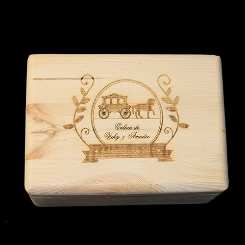 LASERJACK Caja de Madera(grabada) y 2 Copas (grabadas)