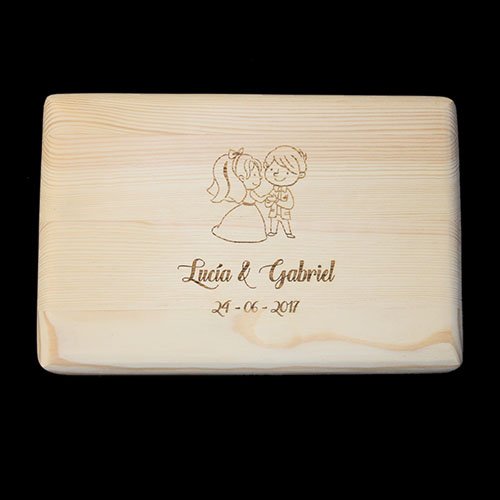 LASERJACK Caja de Madera(grabada) y 2 Copas (grabadas)