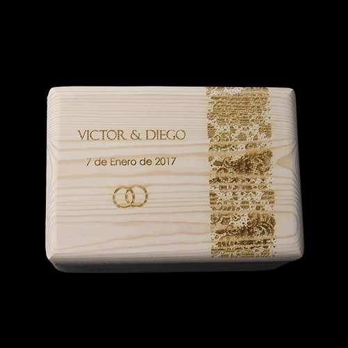 LASERJACK Caja de Madera(grabada) y 2 Copas (grabadas)