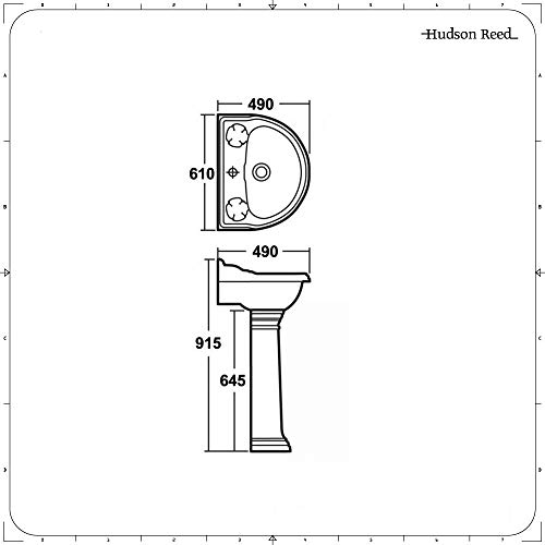 Lavabo con Columna en Cerámica en Estilo Moderno 610mm