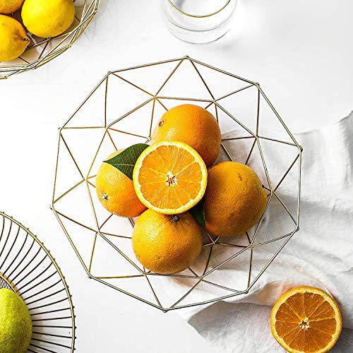 Lawei - Juego de 2 cestas de almacenamiento de alambre de metal para frutas y verduras, pan popurrí, color dorado