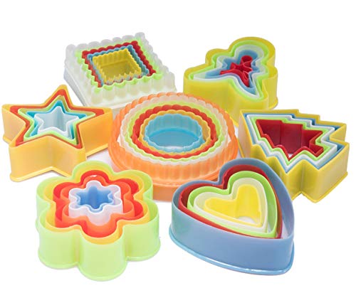 Lawei - Juego de cortadores de galletas, 37 piezas, cortador de sándwich y cortador de galletas, varios tamaños (corazón, redondo, cuadrado, flor, árbol, estrella y hombre)
