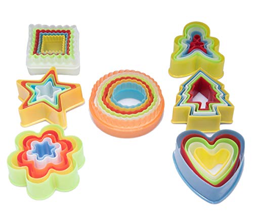Lawei - Juego de cortadores de galletas, 37 piezas, cortador de sándwich y cortador de galletas, varios tamaños (corazón, redondo, cuadrado, flor, árbol, estrella y hombre)