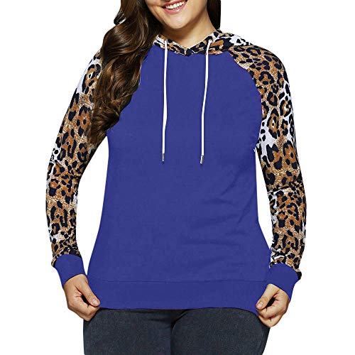 LEEDY Camiseta de Punto de algodón de Manga Larga con Capucha y Manga Larga de algodón para Mujeres