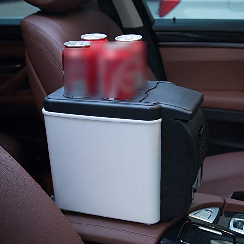 Leepesx Portátil DC 12V Mini 6L Refrigerador de coches Nevera de viaje multifunción Enfriador casero Calentador con 4 agujeros para bebidas Nevera eléctrica para viajes