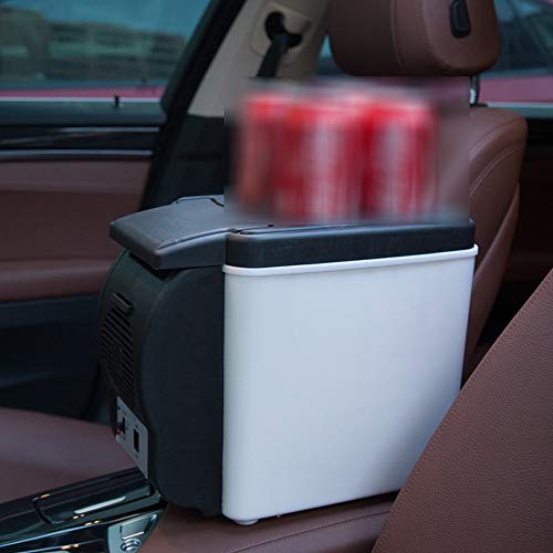 Leepesx Portátil DC 12V Mini 6L Refrigerador de coches Nevera de viaje multifunción Enfriador casero Calentador con 4 agujeros para bebidas Nevera eléctrica para viajes