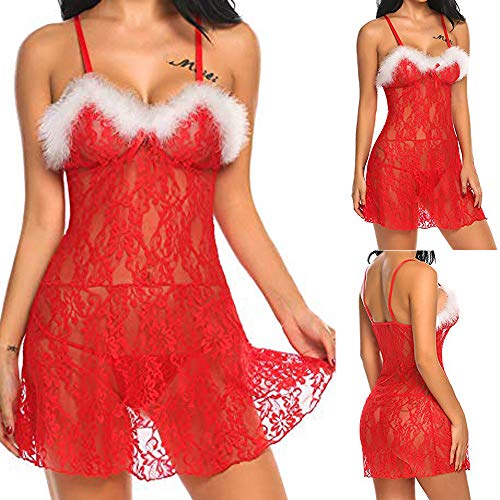 Lenceria navideña Sexy Mujer Conjuntos Ropa Interior Sexy de Navidad de Racy para Mujer Traje de Especias Tentación + Calzoncillos Tangas
