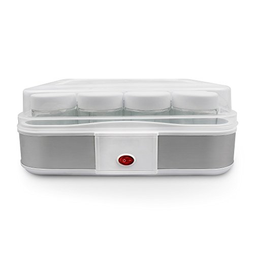 Leogreen - Yogurtera, Máquina para Yogur Natural y Saludable, 12 frasco, 30,6 x 25 x 12,4 cm, Blanco, Capacidad por frasco: 0,21 L