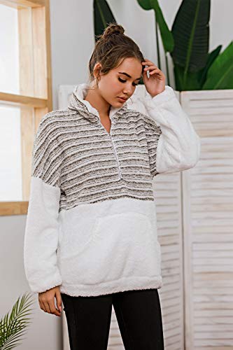 Les umes - Sudadera con cremallera para mujer con forro polar, casual, manga larga, talla grande Marrón B-Café ligero 40